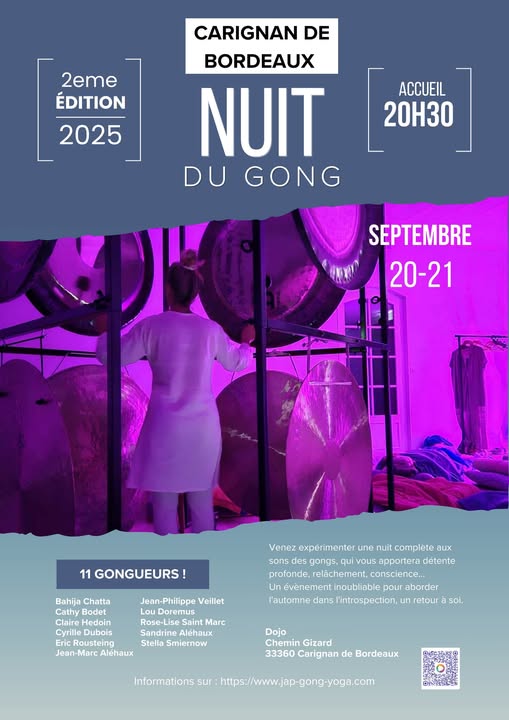 Nuit du gong du 20 au 21 septembre au Dojo de Carignan